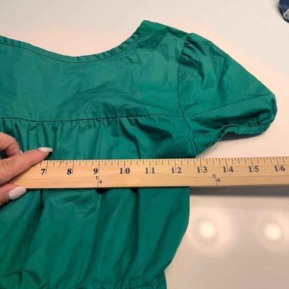 Theory Kelly Green Cotton Open Back Mini Dress Size 4 - Picture 9 of 10